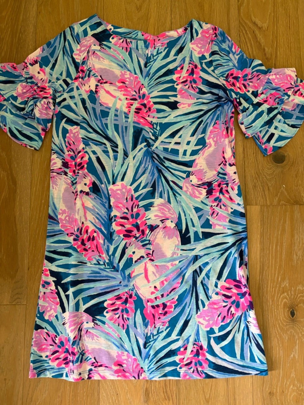 Lilly Pulitzer Tropical Pink Blue Floral Shift Dress